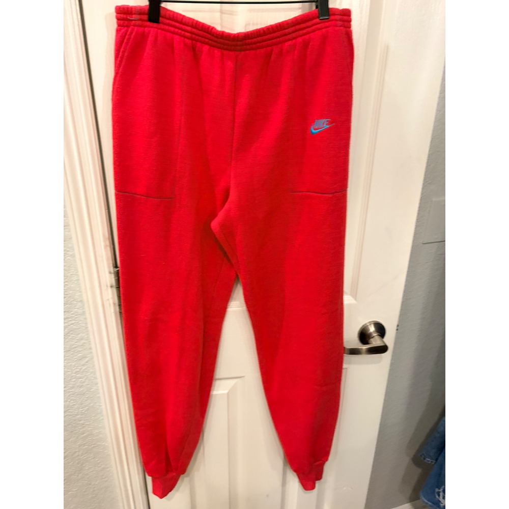 Nike Sweatpants Red Vintage Joggers Blue Embroidered Logo Pockets M L